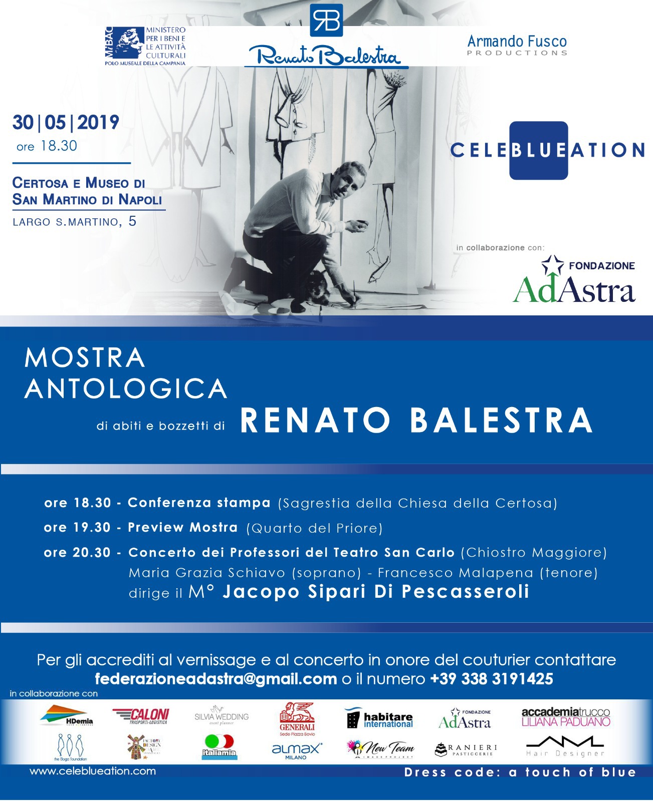 Celeblueation – Mostra Antologica di Abiti e Bozzetti di Renato Balestra